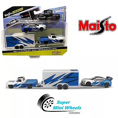 Maisto 1:64 1987 Chevrolet 1500 / Subaru BRZ W/ Enclosed Trailer – Team Haulers • $14.99