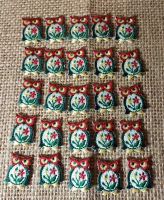 $12.76 • Buy Lot Of 25 Small Owl Patch Iron-On Sew-On Embroidered Applique .8  X .75 
