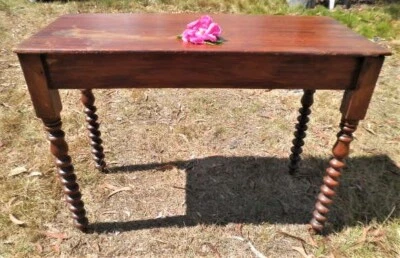 $149.99 • Buy ANTIQUE CEDAR HALL TABLE BOBBIN TURNED LEGS SIDE TABLE 99x45CM Pickup GOULBURN