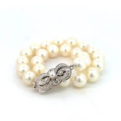 Mikimoto Estate Akoya Pearl Bracelet 7.5  Silver 6.5 - 7 Mm M336 • $632