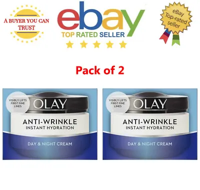 £21.99 • Buy 2x Olay Instant Hydration Day & Night Cream 50ml Anti - Wrinkle Lifts Fine Lines