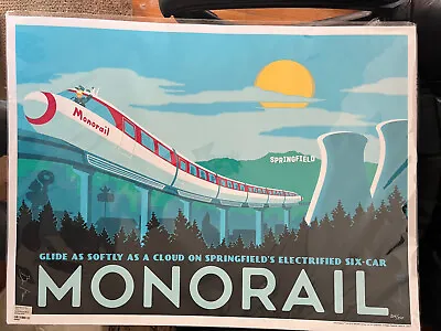 The Simpsons Monorail Brian Miller Poster Print Art SIGNED + COA Mondo • $349.95