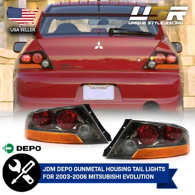 $199.95 • Buy DEPO JDM Gunmetal Tail Lamps For 03 04 05 06 Mitsubishi Lancer Evo Evolution 8/9