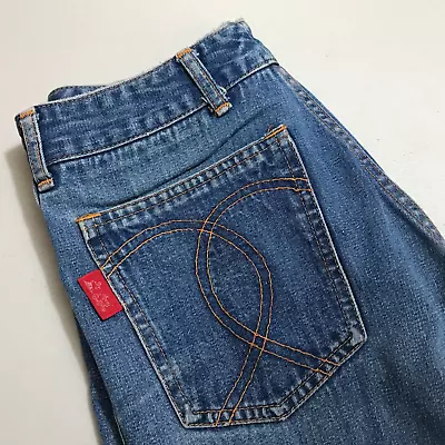 Vintage 70s Chemin De Fer Wide Leg Medium Wash Denim Jeans 25 X 34 • $59.99