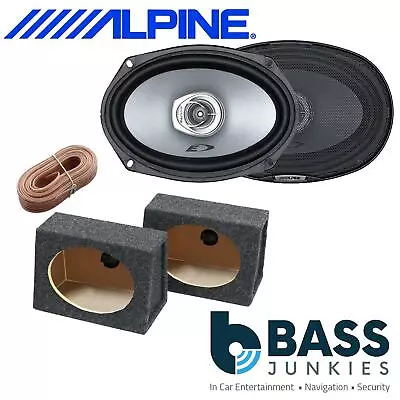 Alpine 6X9  2 Way 560 Watts A Pair Speakers With Grey 6x9 Boxes And Cable • £89.95