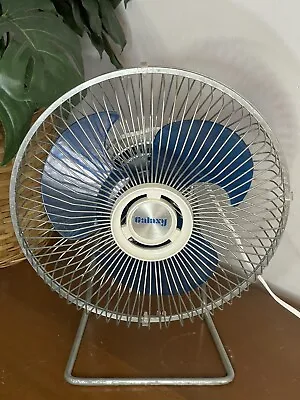 GALAXY FAN W/ BLUE ACRYLIC BLADE - 11” Model E20739 - WORKs - Retro - Vintage • $50