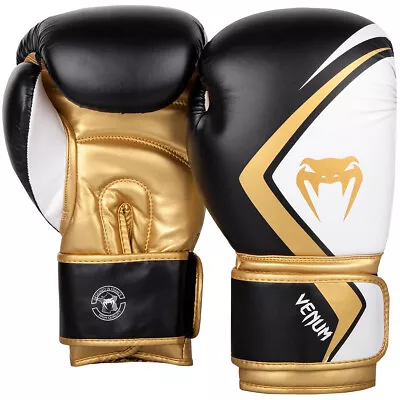 Venum Contender 2.0 Training Boxing Gloves - Black/White/Gold • $44.75