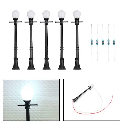 5pcs LCX04 Model Railway Lamppost Lamps Street Lights O Scale LEDs • $12.79