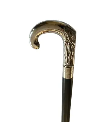 Victorian Style Wooden Round Handle Walking Stick With Silver Chrome Finish • £19.99