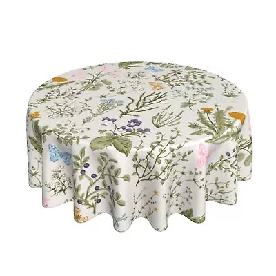 Spring Tablecloth Round 60 InchSage Green Wild Flowers Table ClothStain Resis... • $27.74