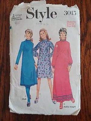 Style 3015 Vintage 70’s Maternity Dress 3 Lengths Dress Making Pattern (Size 10) • £3