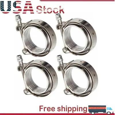 4PCS 2.5  Stainless Steel V-band Clamp+Iron Flange Turbo Pipe Wastegate Exhaust • $37.89