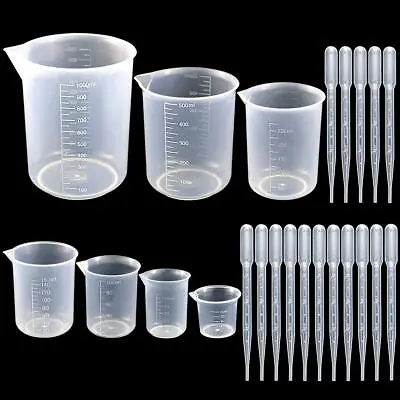 7 Sizes Plastic Beaker SetClear Measuring Graduated Liquid Container Beakers ... • $15.37