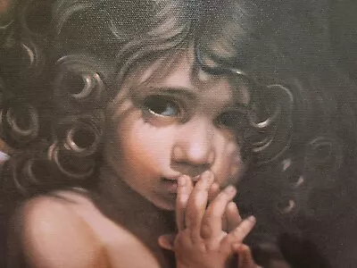 Rare Vintage 1997 N.a. Noel Whisper Angel Cherub Print On Canvas Large 20 X 25 • $500