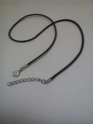 Black Braided Necklace Cord 2 Mm Wide 17 Inch Long  Faux Leather Lobster Clasp • £1.99