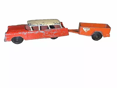 TOOTSIETOY TOOTSIE 1960's ERA STYLE FORD STATION WAGON W/U-HAUL MOVING TRAILER • $15