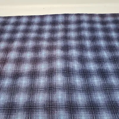 Vintage Plaid Cotton Woven Flannel Fabric 2.5 Yards 36  X 90  Blue Black Purple • $39.99