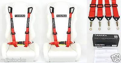 2 X Tanaka Universal Red 4 Point Buckle Racing Seat Belt Harness 2  • $65.99
