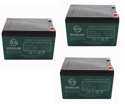 3x 12V 12Ah 6-DZM-12 Battery For Scooter Go Kart E-Bike ATV Mower Quad Golf Cart • $159.54