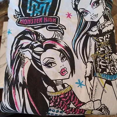 Monster High Flat Top Twin Bed Sheet Ghouls Rule Black White Preowned 2012 • $9