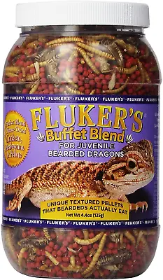 $10.98 • Buy Bearded Dragon Food Fluker's Juvenile Buffet Blend Crickets Mealworms Pellets