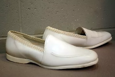 NOS Sz 9.5 M Vtg 70s Nurse Shoe Uniform Waitress White Leather 9 1/2 Fantasy • $49.99