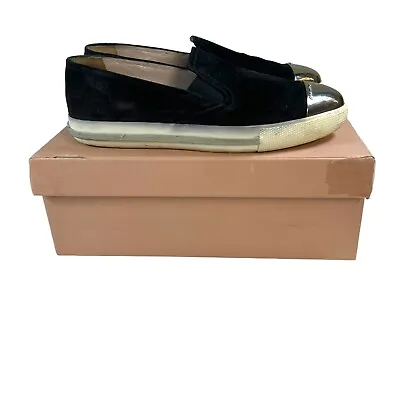 Miu Miu Metallic Capped Sneakers Black Suede In Original Box Size 9 US READ MORE • $64.99