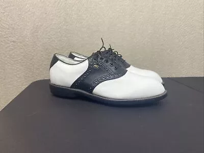 Mizuno MST Classic 9824 Men's White/Black Leather Golf Shoes Size 9M • $10