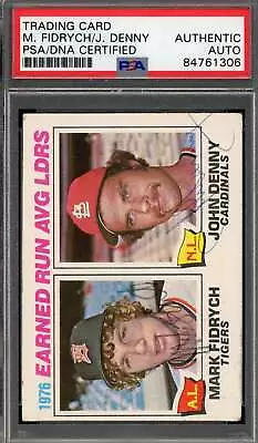 Mark Fidrych John Denny Rare PSA DNA Signed 1977 Topps 1976 Leaders Rookie Autog • $169