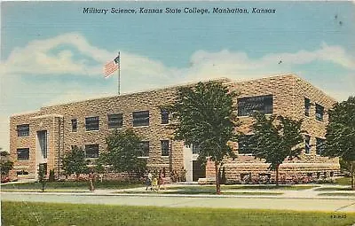 Manhattan Kansas~Stone Military Science Bilding~State College~1949 Postcard • $5