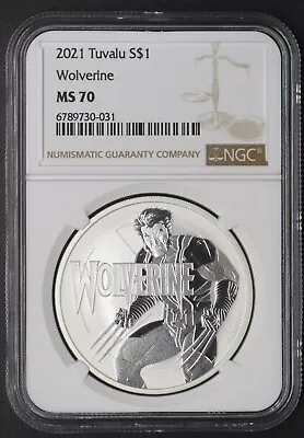 2021 Tuvalu Wolverine Marvel NGC MS70 1oz Silver Coin .9999 - COINGIANTS - • $118.99