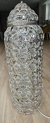 Large Moroccan Floor Lamp Halogen Bulb - 65cm X 20cm - White&Clear Jewels Style • £40