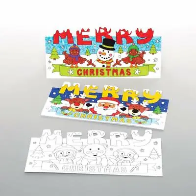 Make Your Own 3D COLOUR IN Kids Xmas Cards POP UP Santa Snowman Reindeer Crafts • £1.99