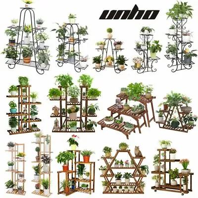 Wooden/ Metal Plant Stand Flower Pot Rack Shelf Bonsai Holder Home Garden Corner • $37.94