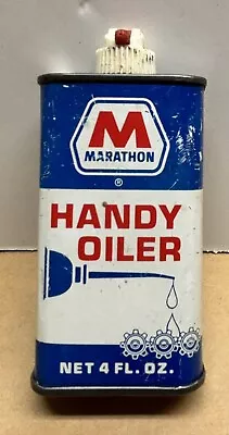 Vintage Marathon Handy Oiler Oil Can 4 Oz. Tin Can With Plastic Top • $14.99