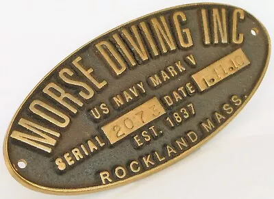 Vtg Aj Morse Inc Usn Diving Helmet Mark V Rockland Mass Heavy Bronze Plaque ! • $225