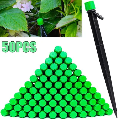 50PCS 360° Adjustable Water Flow Irrigation Drippers Stake Emitter Drip System • $13.66