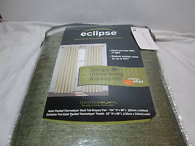 Ellery Eclipse Aster Pleated Thermalayer Drapery Panels Pair 104x96 Green NEW • $75