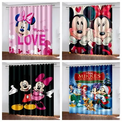 Kids Curtains 3D Mickey Mouse Curtains 3D Blackout Curtains Ring Top Eyelet Gift • £28.80