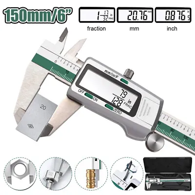 Stainless Steel 150mm Digital Caliper Vernier Gauge Micrometer Measuring Tool US • $18.61
