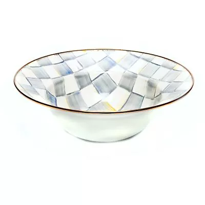 MACKENZIE-CHILDS Sterling Check Serving Bowl Large 12-Inch Enamel Serving Dish • $127.70