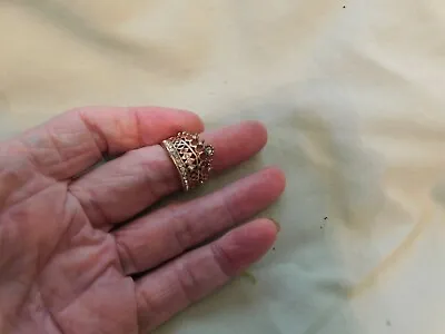 VTG Gold Color  Crown Shape W/ Clear Stones  Ring Size 9 • $4