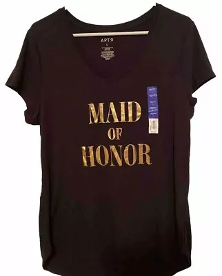 “ Maid Of Honor” Women’s V-neck Black & Gold Shirt Large Wedding Party. FastShip • $14.99