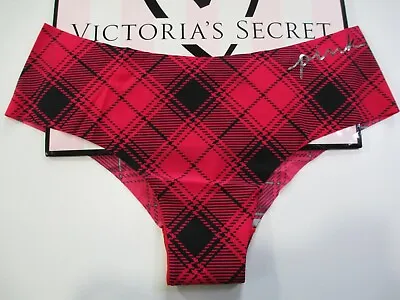 VICTORIA'S SECRET PINK Red Plaid No Show Cheekster Sexy Cheeky Panty M L XL 2XL • £14.45