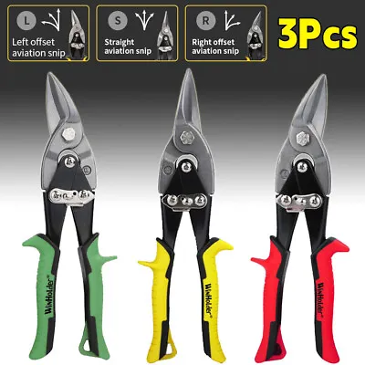 3Pcs Aviation Snips Straight/Left/Right Cut Sheet Metal Cutter Shear Scissors US • $26.49