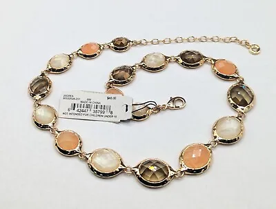NWT $48 Anne Klein Faceted Stone MOP Glass Gold Tone Bezel Necklace Macy's Tag • $24