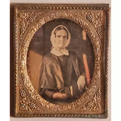 1/6th Plate Daguerreotype Of An Elderly Woman With A Book • $49.95