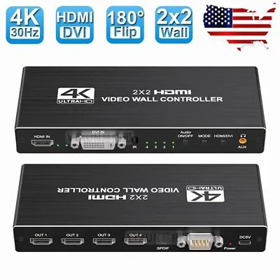 US 2x2 HDMI DVI Video Wall Controller Processor 1x2 1x3 1x4 Multi Screen Splicer • $39.58