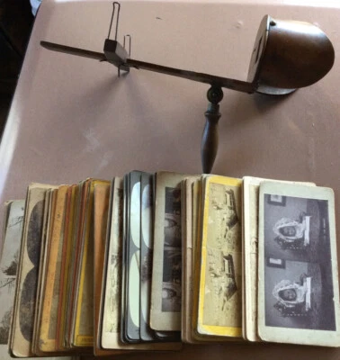 £22 • Buy Antique Wooden Stereoscope Stereoview Photo Viewer, Comes With 66 Various Slides