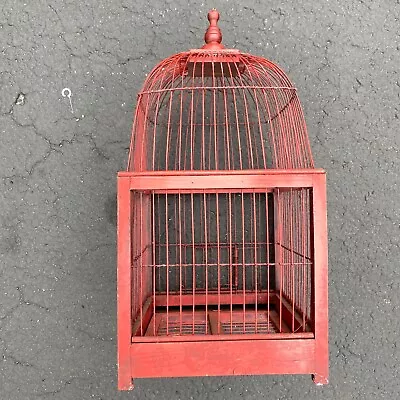 Vintage Bird Cage. Dome Roof Wood & Metal 19  Tall  9  Wide Made In Philippines • $34.99